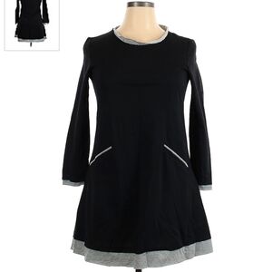 NWT Clocolor Long Sleeve Black Dress Grey Accents Women's XL Round Neck Cute EUC